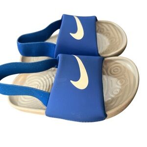 Nike Kids Royal Blue Slide Sandals with Cream Footbed